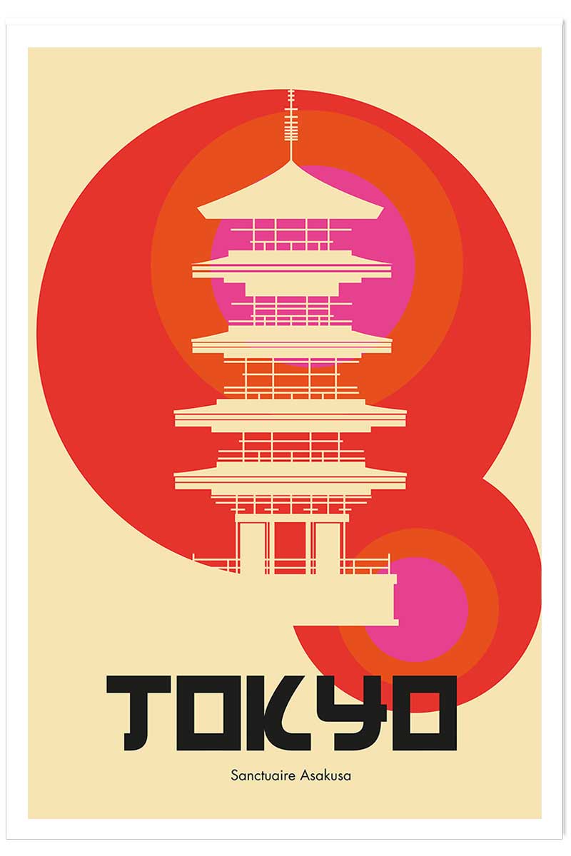 Affiche tokyo temple asakusa, HEXOA