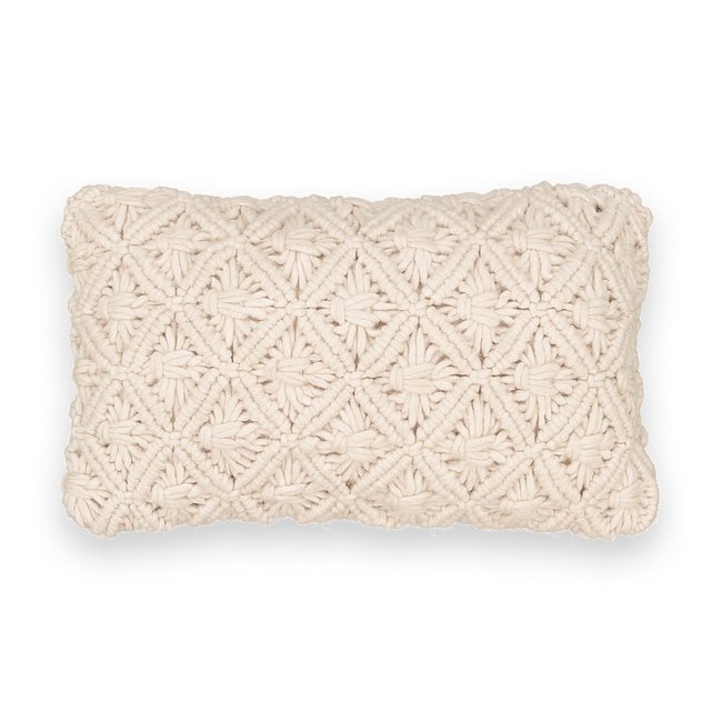 Thera Macrame Wool and Cotton Cushion Cover, ecru, LA REDOUTE INTERIEURS