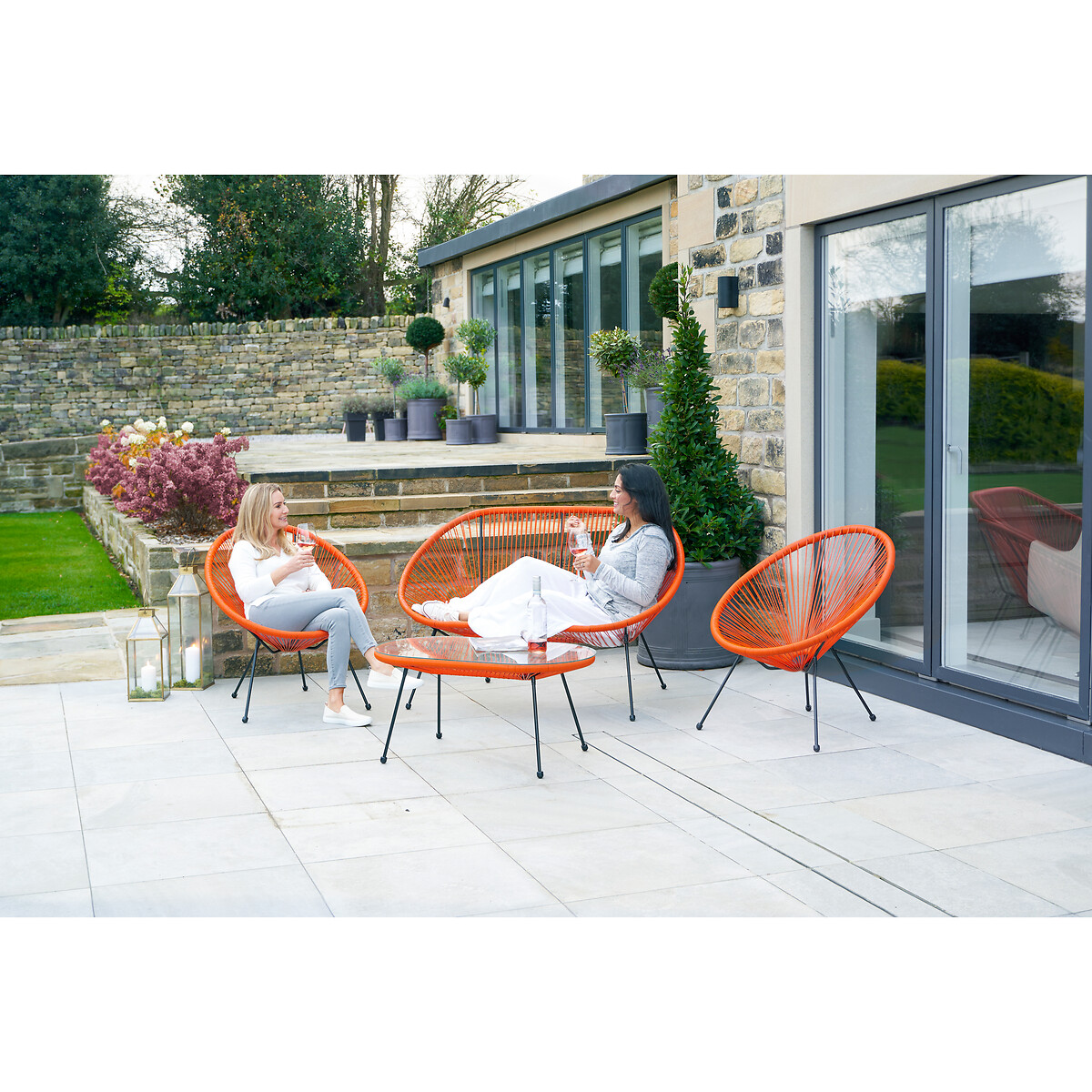 Rio 4 seater garden bistro set orange orange So home La Redoute
