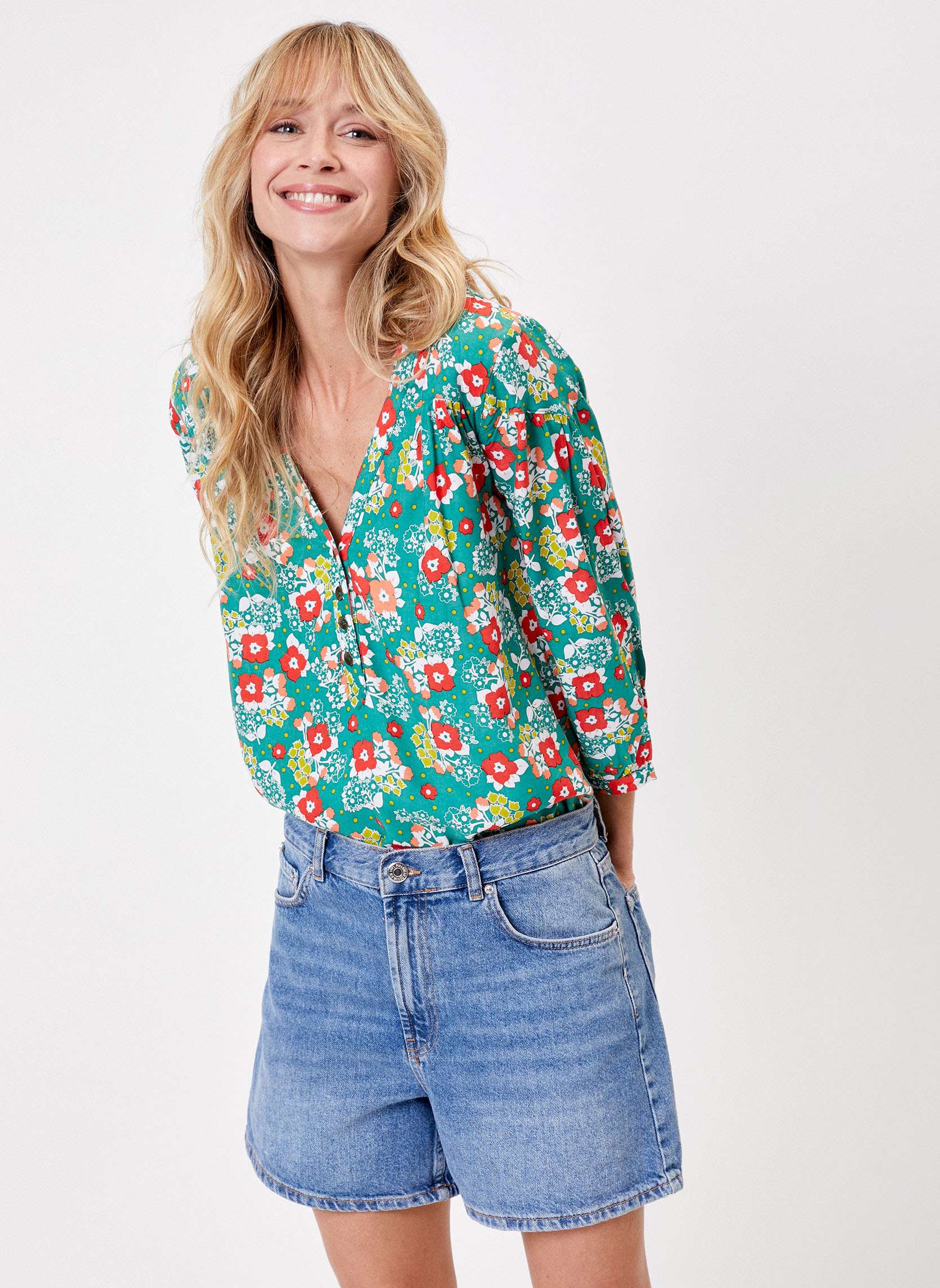 Blouse fluide col V boutonné CLARA, PRINCESSE NOMADE