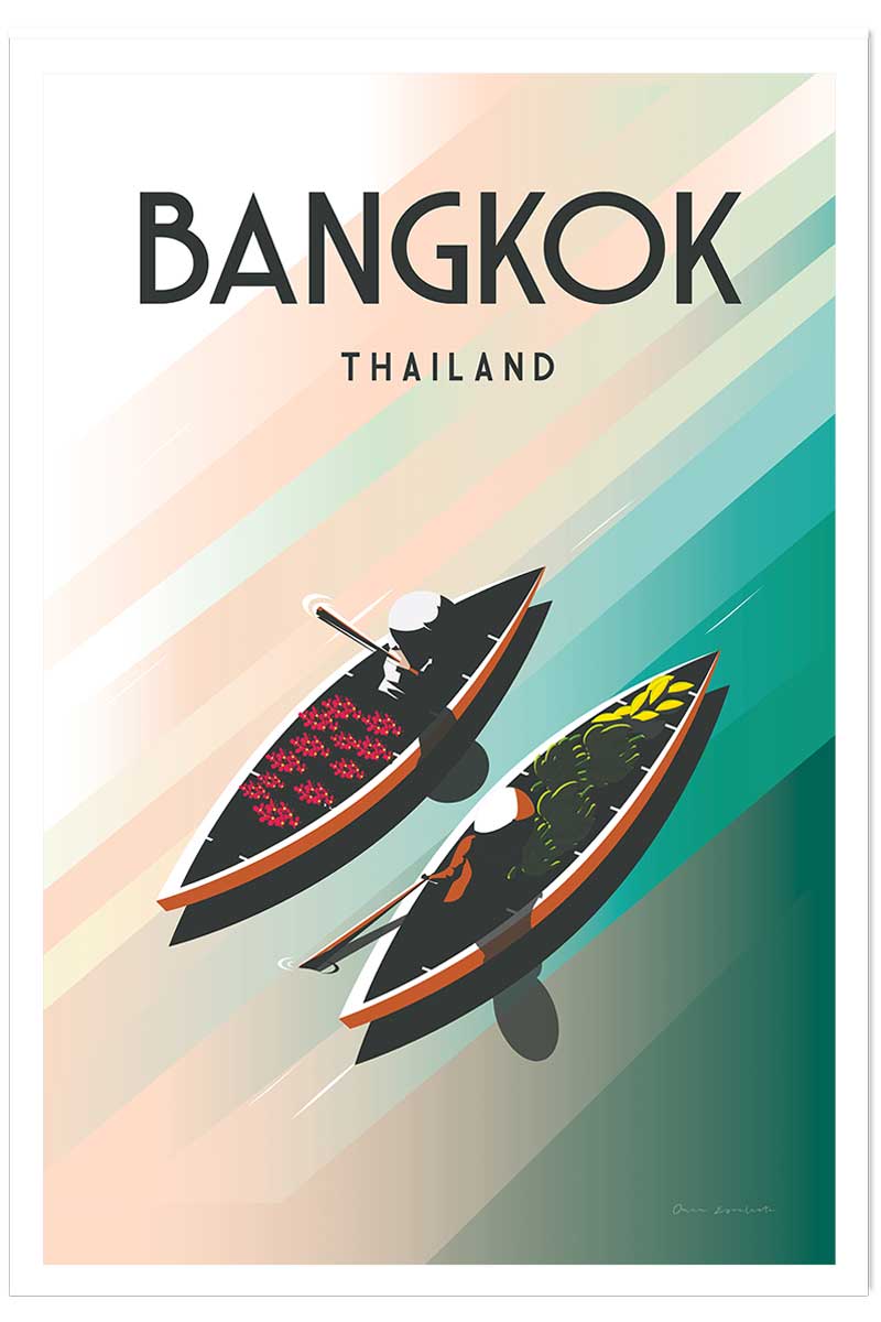 Affiche ville voyage Bangkok Thailand, HEXOA