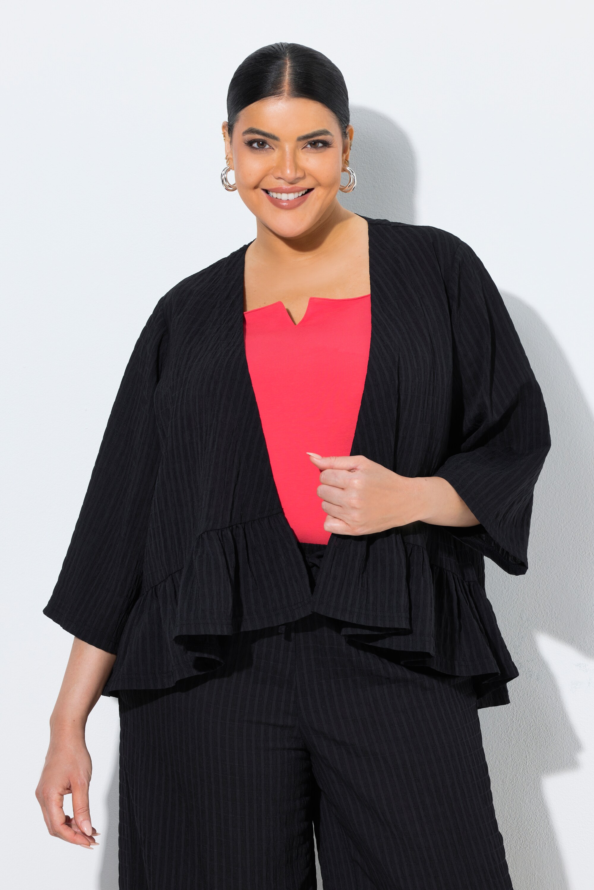 Blouse kimono, oversize, ourlet volanté, ULLA POPKEN