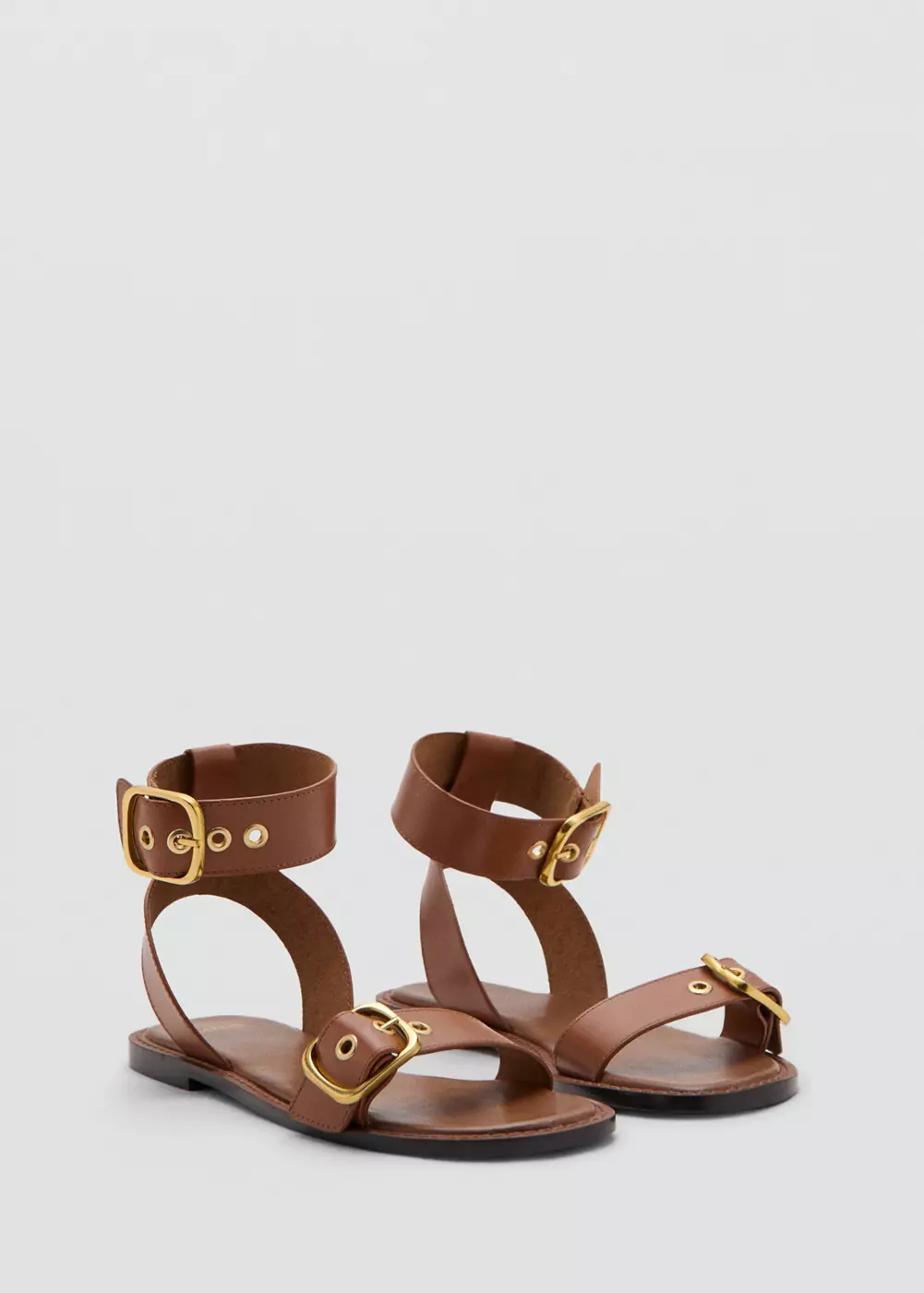 Sandales cuir brides et boucles, MANGO