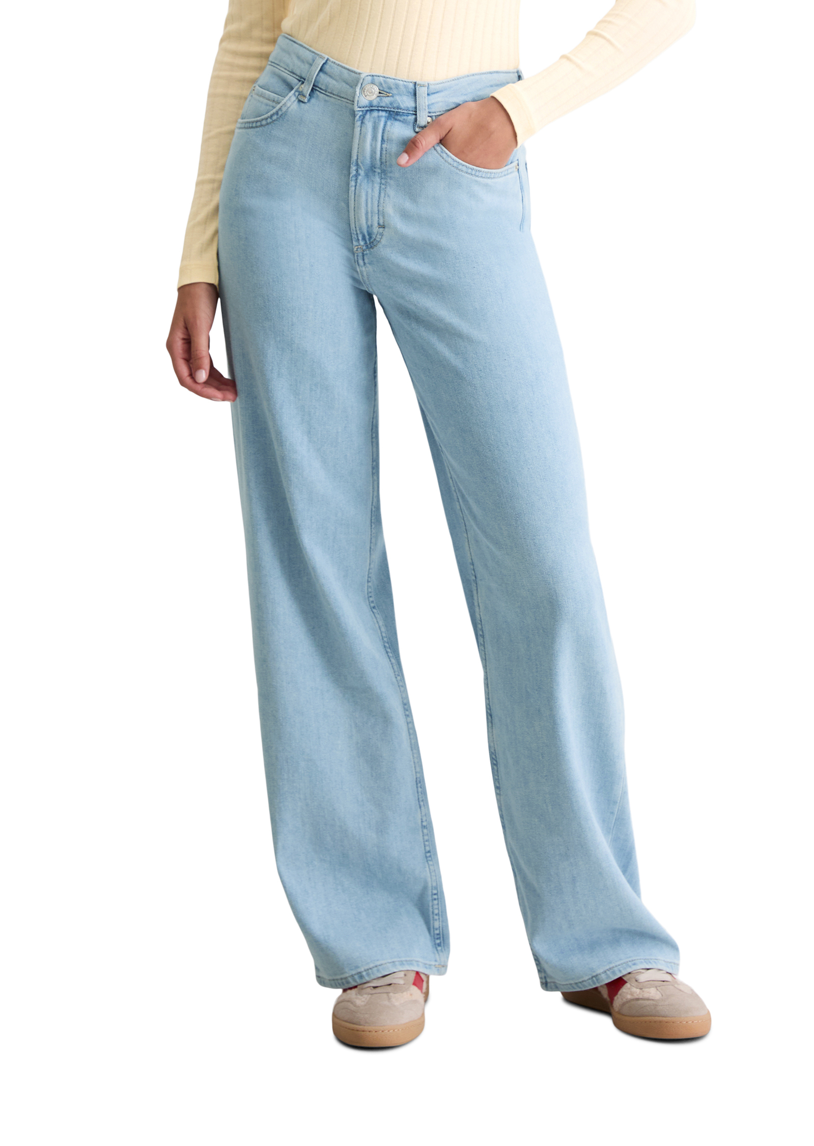 Jeans modèle Tolva large long en mélange de coton organique et de stretch, MARC O'POLO