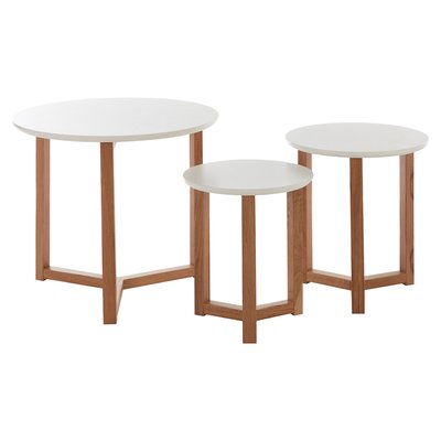 Set of 3 Oak Wood Side Tables SO'HOME