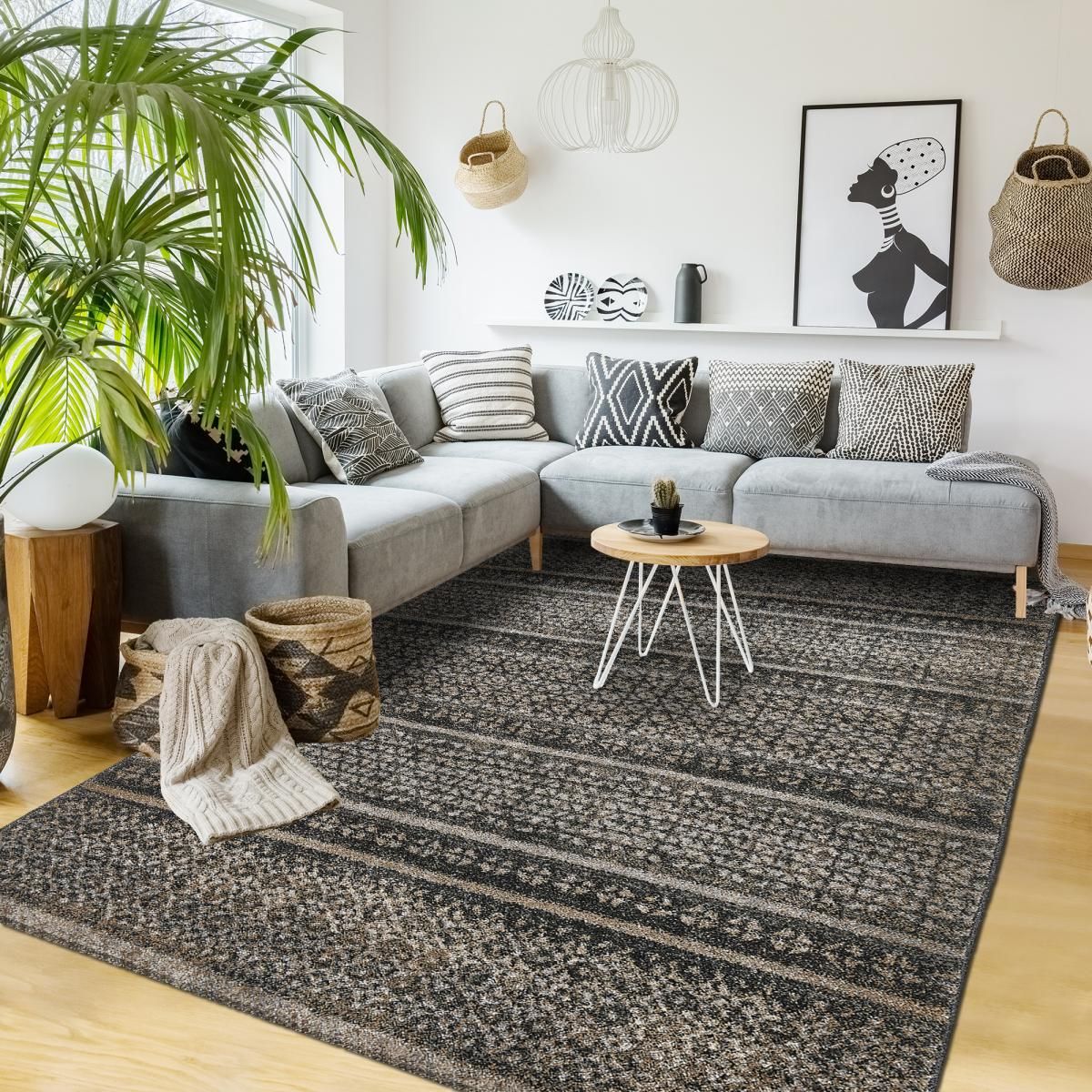 Tapis Salon Atlas Noir Un Amour De Tapis La Redoute