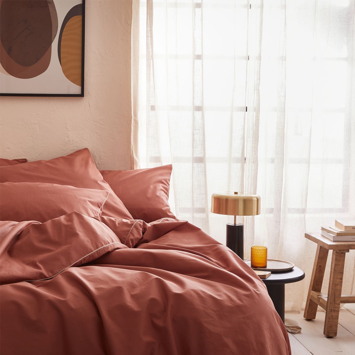 Parure De Lit Housse De Couette 2 Taies Rectangles Aurore Made In France Terracotta A Demain La Redoute