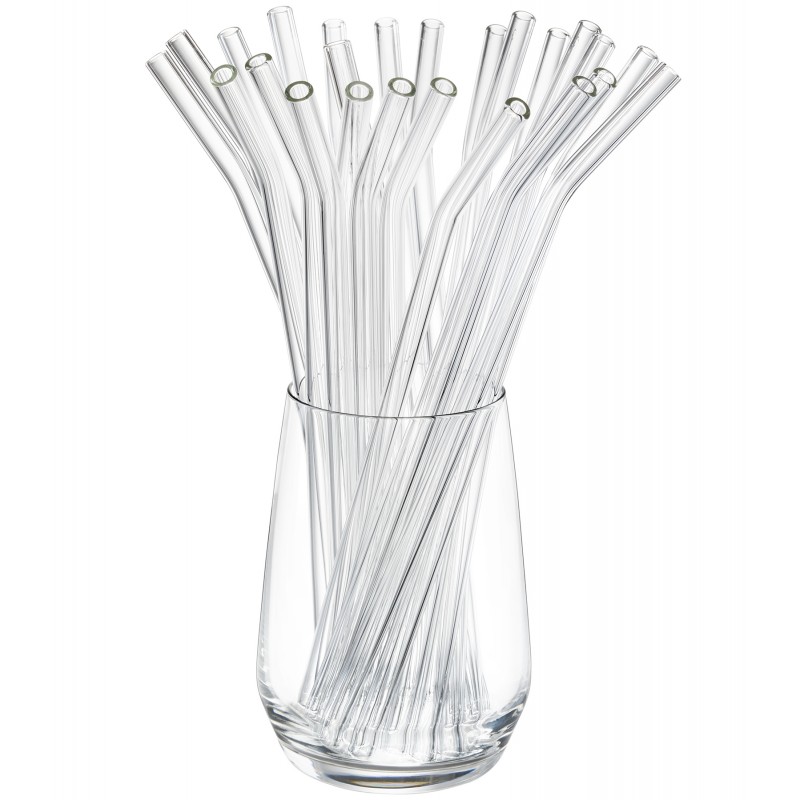 Pailles en verre future, 23 cm forme courbée (25 pièces), GEFU