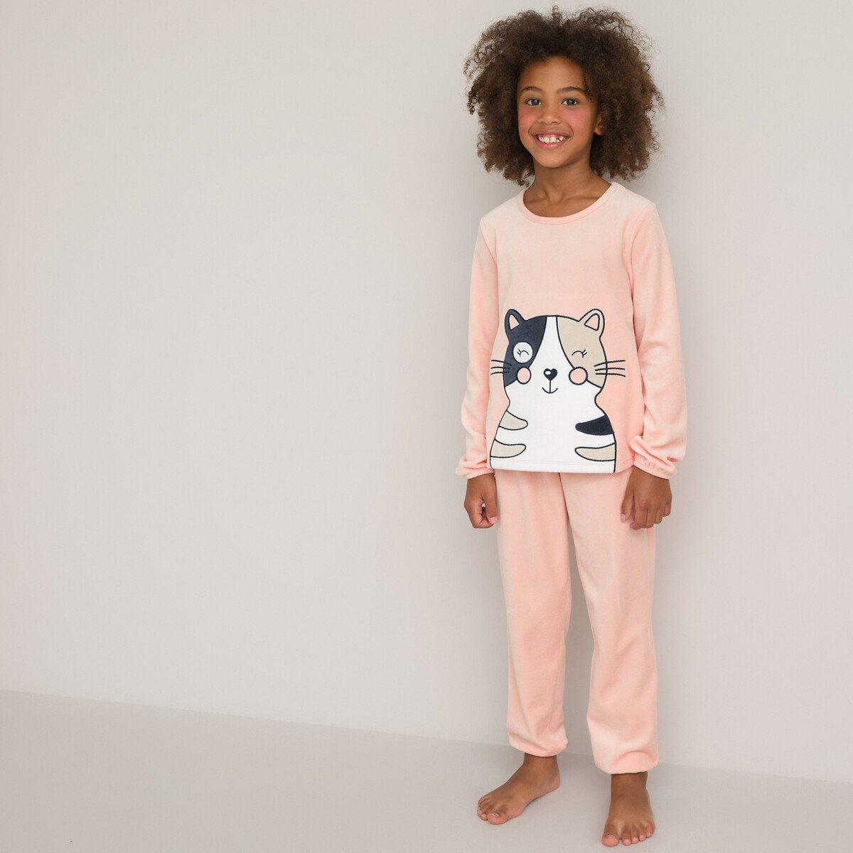Velours Pyjamas with Cat Embroidery