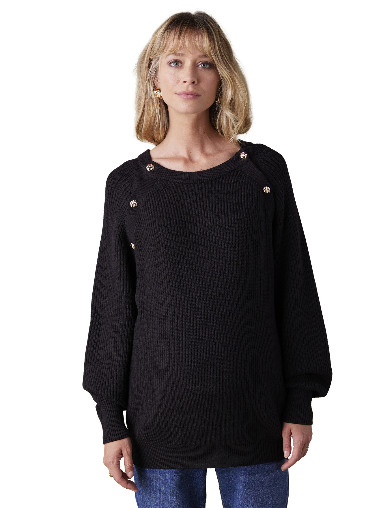 Pull grossesse boutonné en côtes perlées, ENVIE DE FRAISE