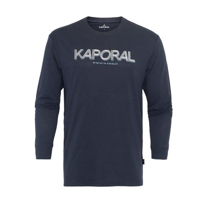 Boris Logo Print T-Shirt in Cotton with Long Sleeves and Crew Neck KAPORAL