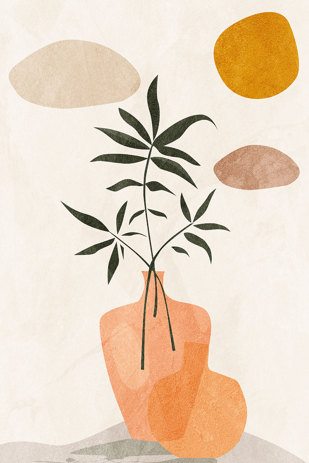 Tableau organique vase et minimalisme, HEXOA