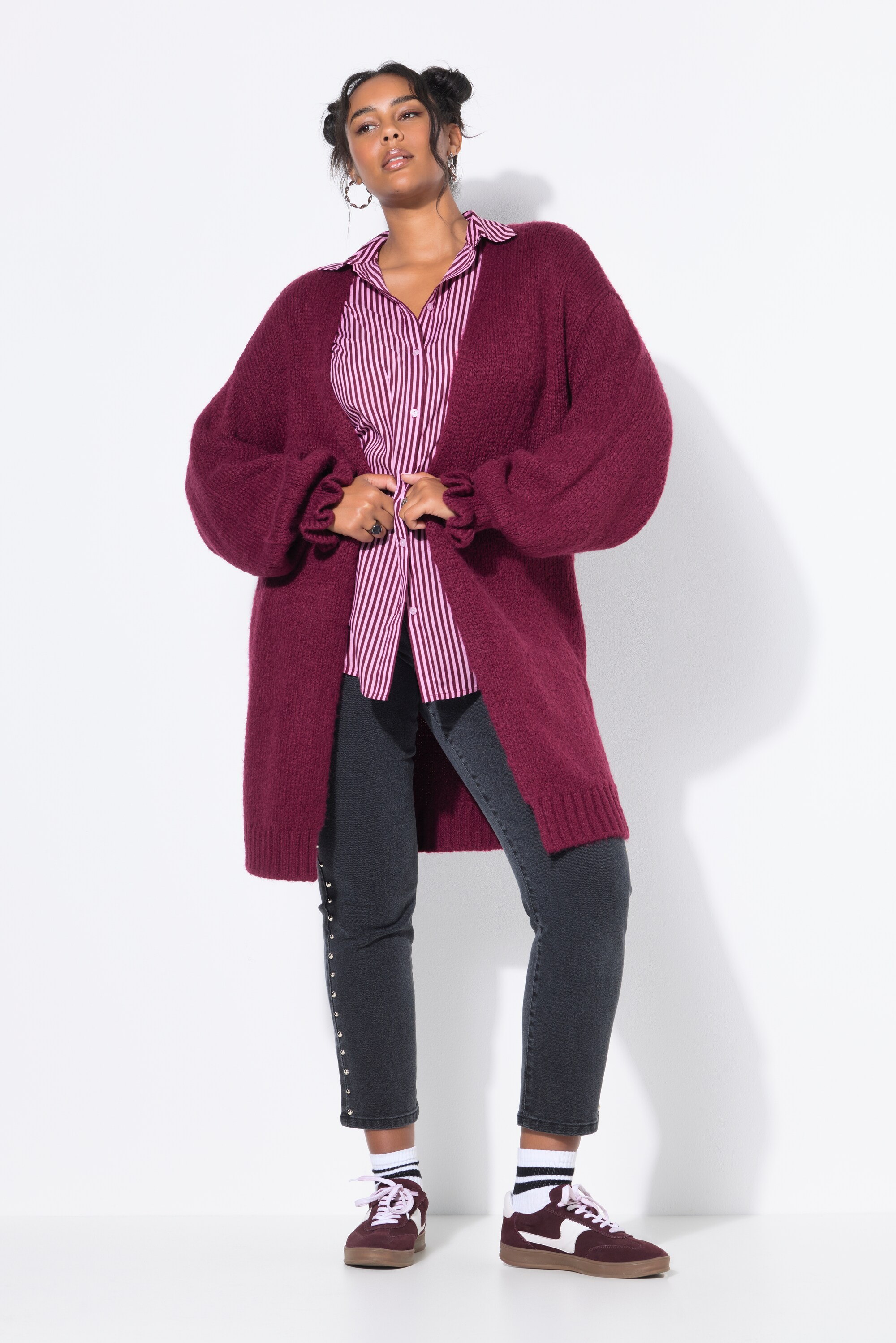 Cardigan long oversize. Manches ruchées, STUDIO UNTOLD