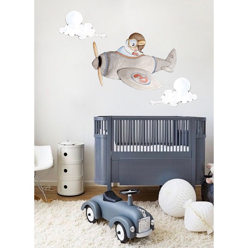 Sticker mural enfant petit avion Cuco, SUENOS DE CIGUENA
