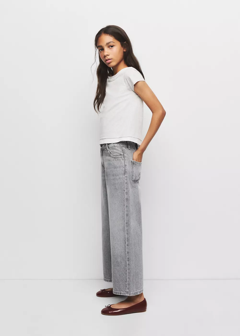 Jean style jupe-culotte clouté, MANGO KIDS