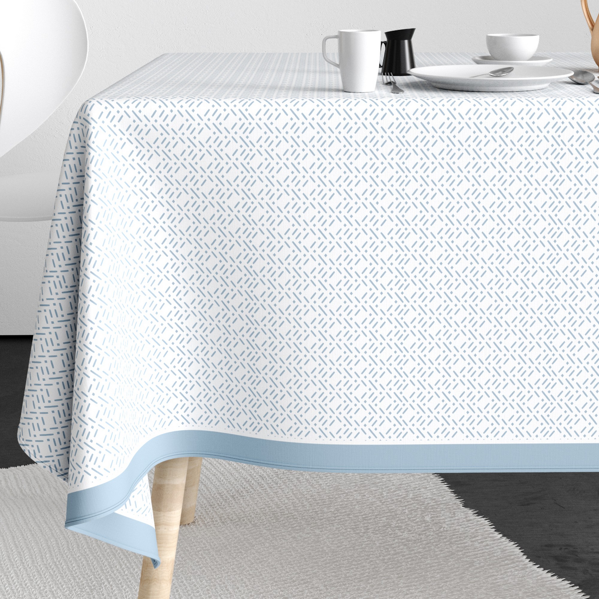 Nappe rectangulaire anti tache Coton Barba Glace, EDEN