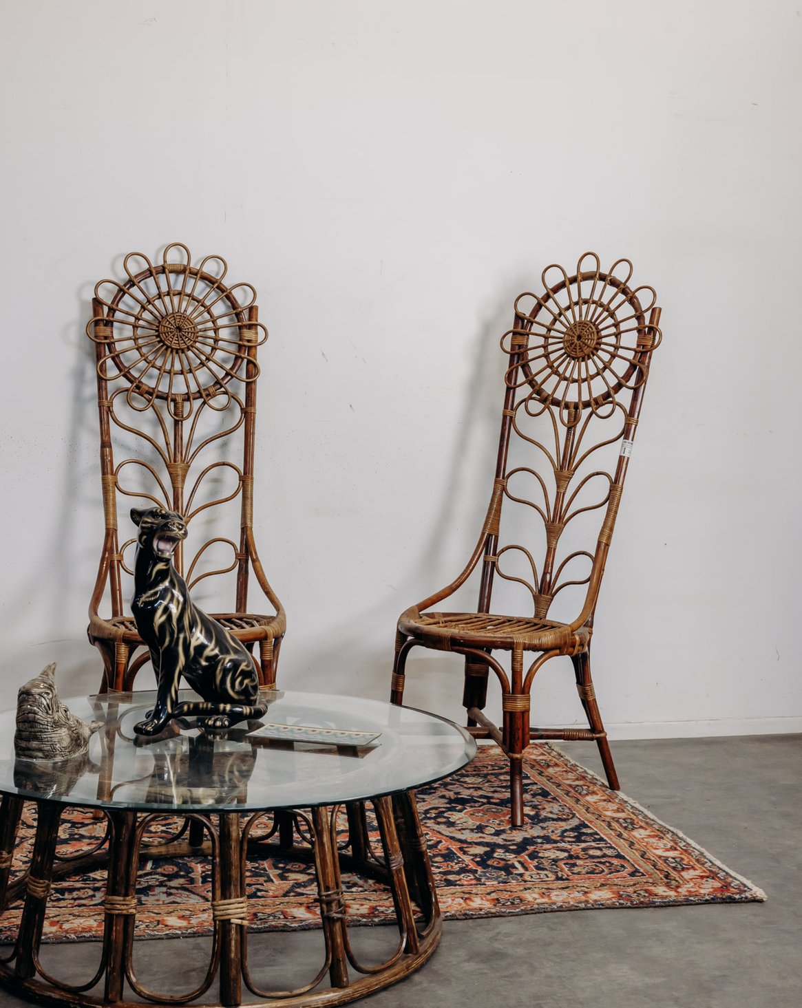 Lot de 4 chaises en bambou et rotin Emmanuel N°33 - Bon état, DEBONGOUT