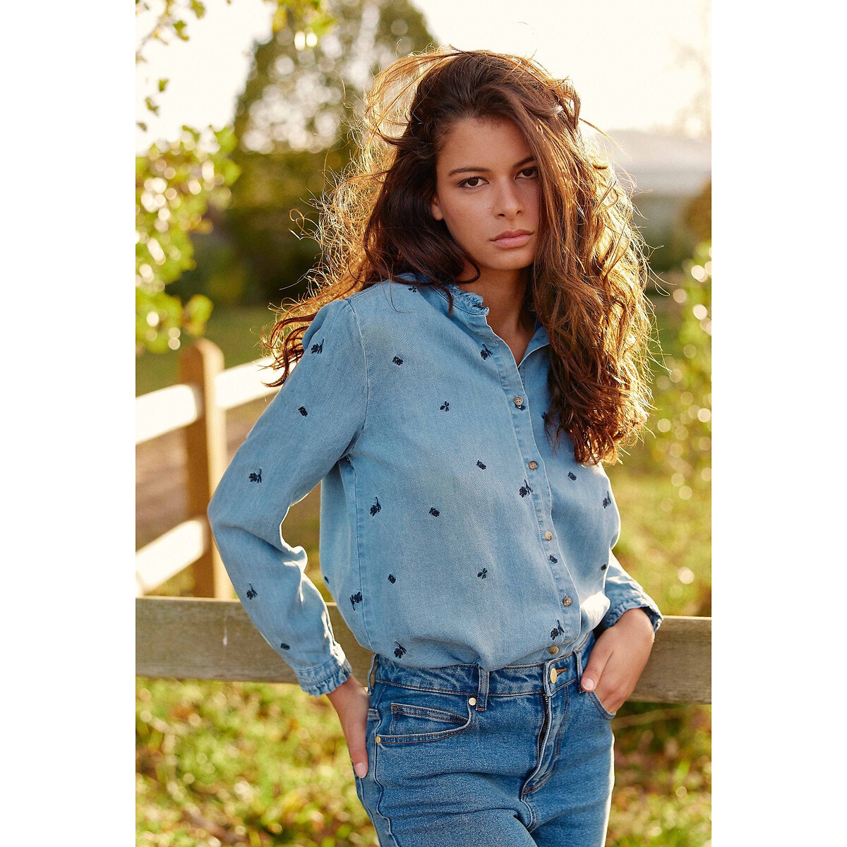 Chemise en jean clair femme new arrivals