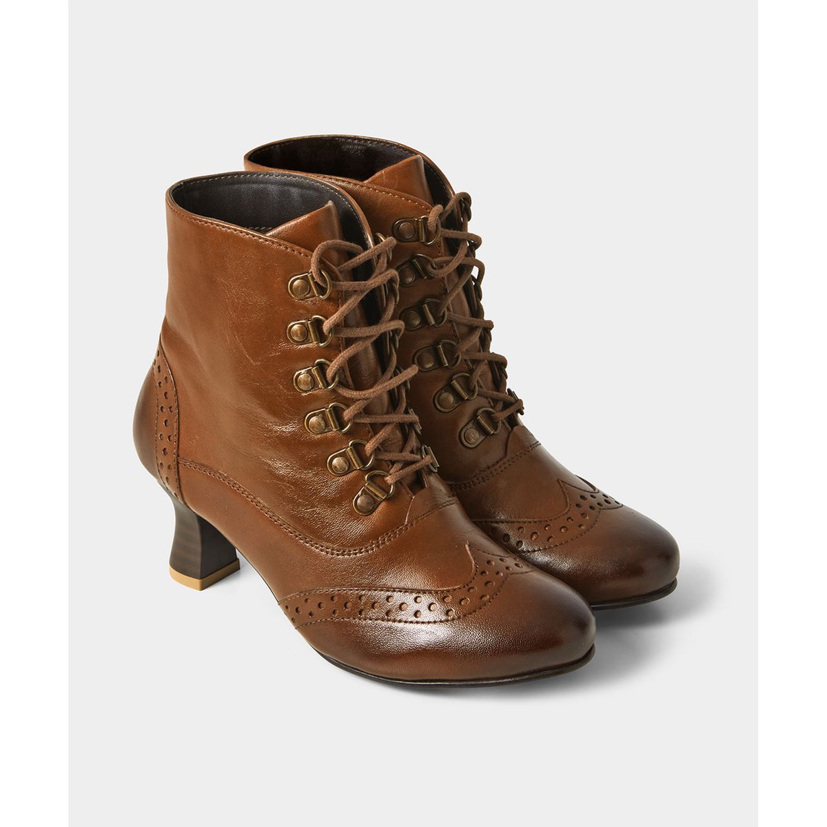 Bottines talons en cuir lacets et d tails richelieu marron Joe