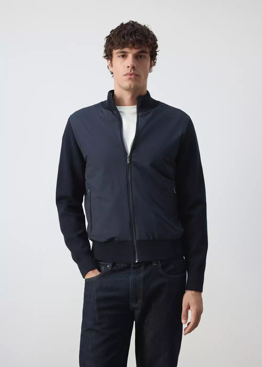 Veste assortie en maille de coton mélangé, MANGO MAN