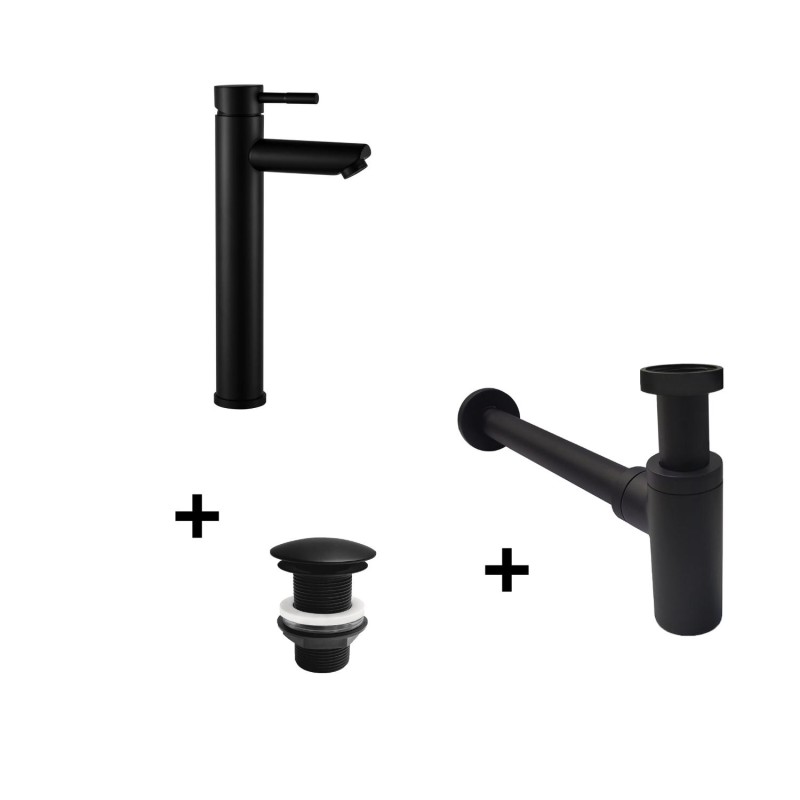 Robinet bec haut GRIFO + bonde LIV + siphon SIMON, MOB IN