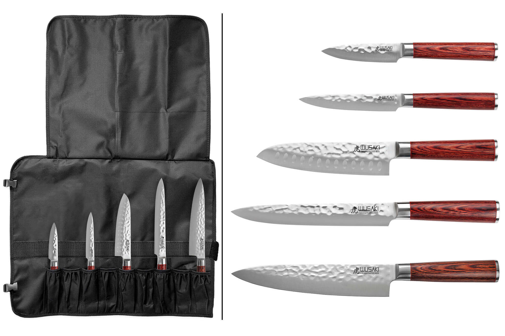 Trousse de chef 5 couteaux de cuisine Pakka X50, WUSAKI