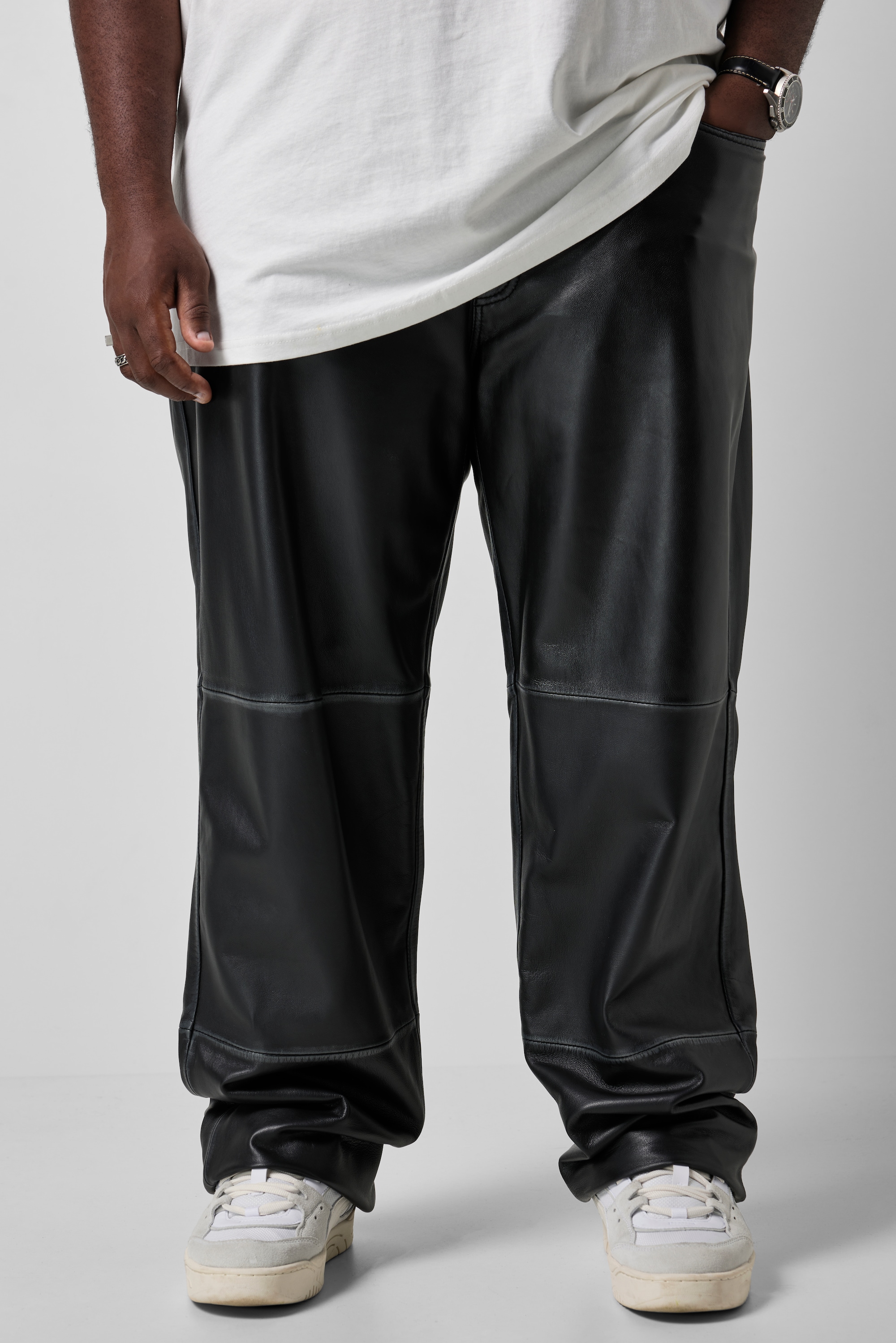 Pantalon en cuir, coupe Baggy Fit, STHUGE