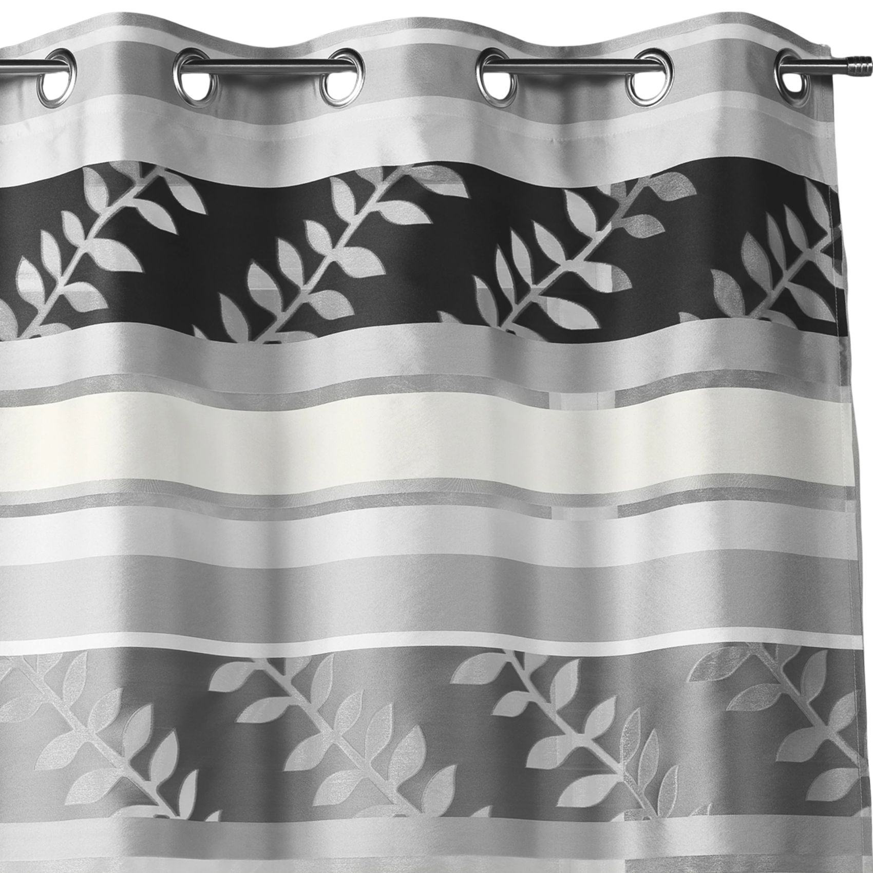 Voilage en organza gris argent à motifs, HOME MAISON