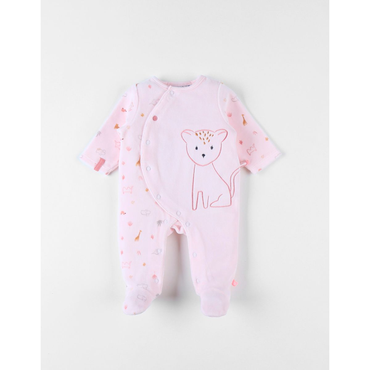 CARREMENT BEAU Doudou animalier en velours bébé rose 