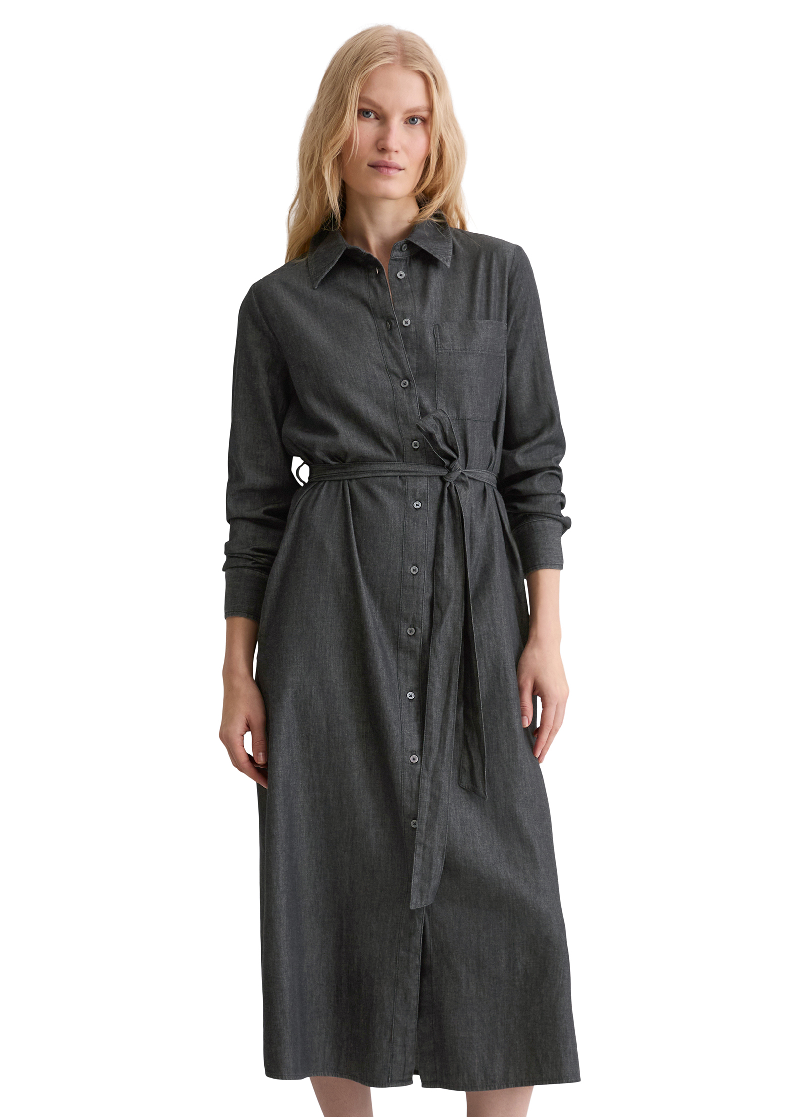 Robe chemisier regular en coton chambray, MARC O'POLO