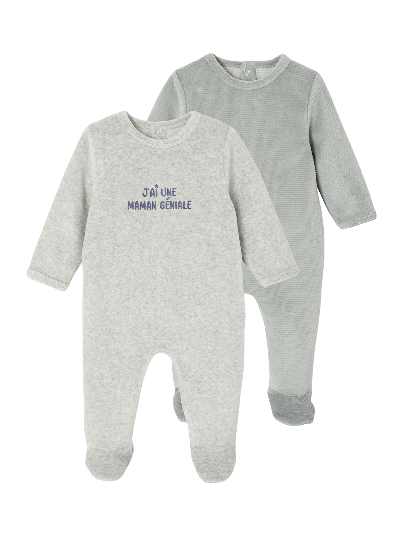 Lot de 2 dors-bien naissance en velours, VERTBAUDET