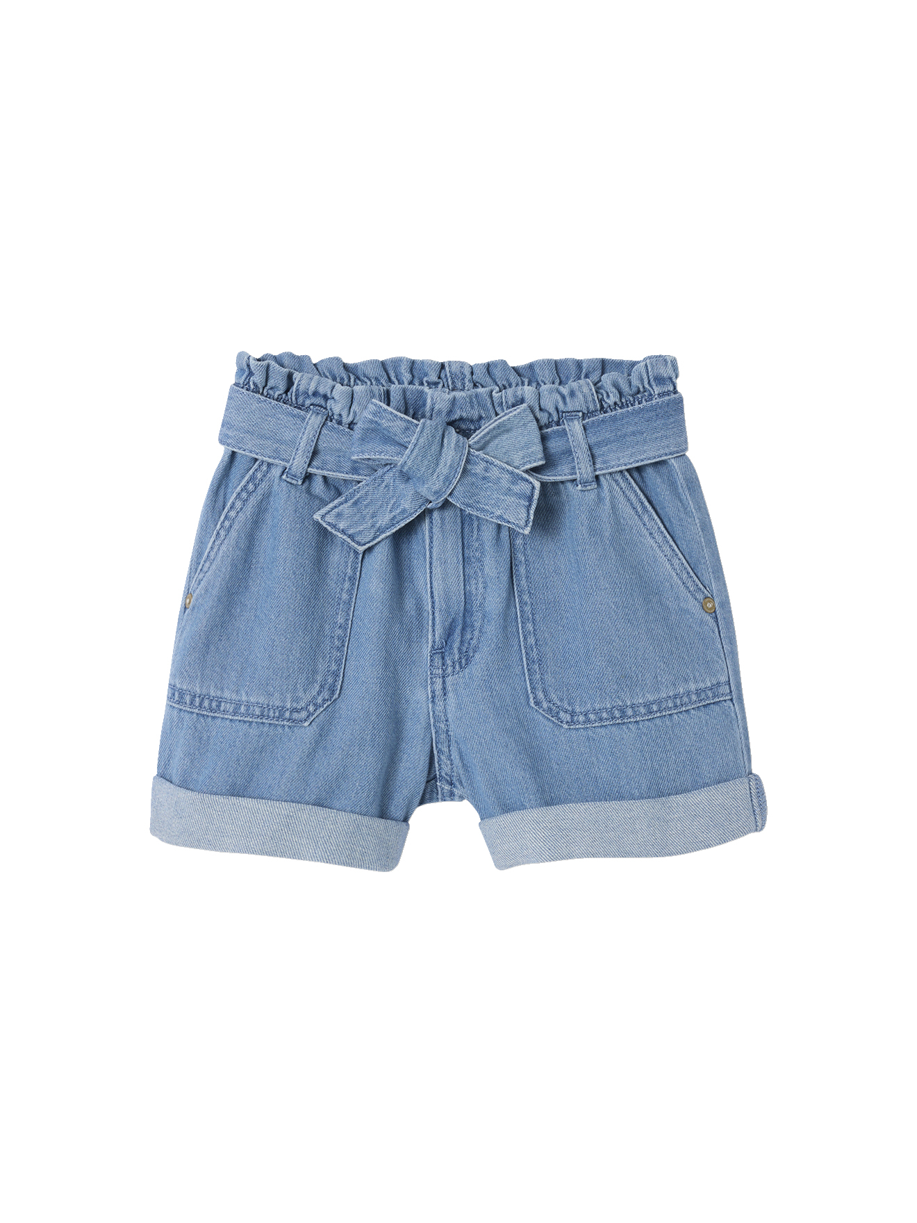 Short paperbag en denim léger, VERTBAUDET
