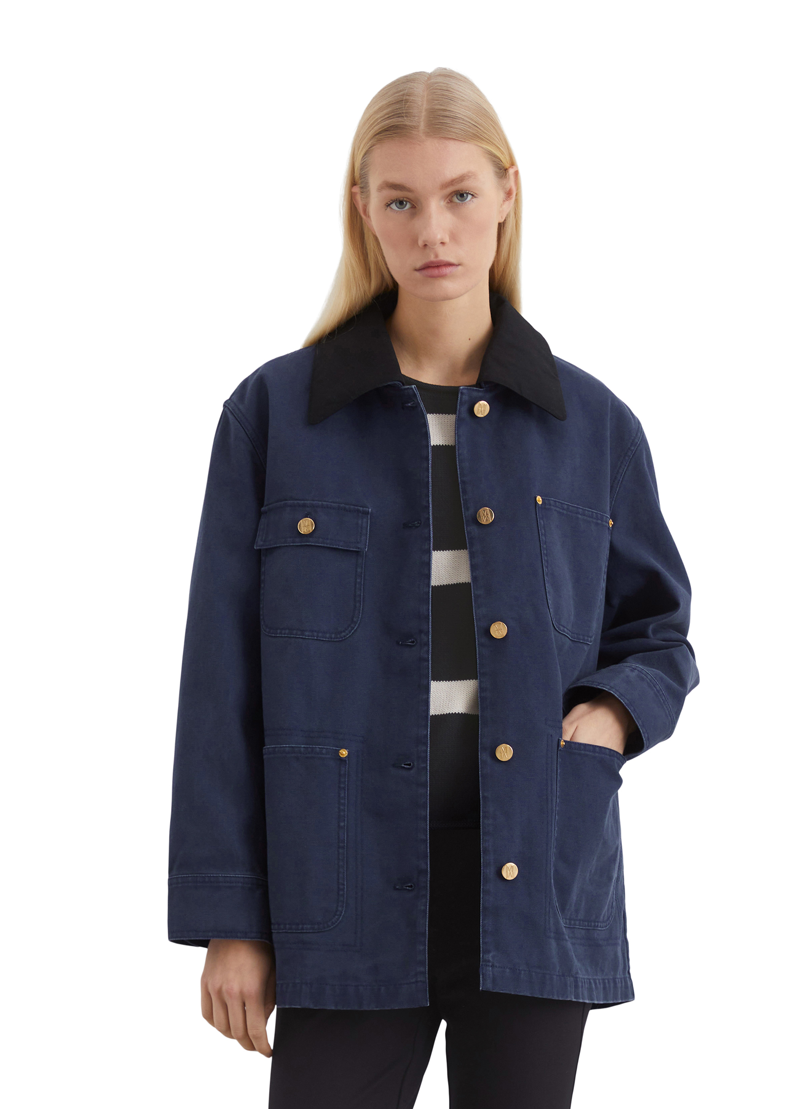 Veste en toile relaxed avec col amovible, MARC O'POLO