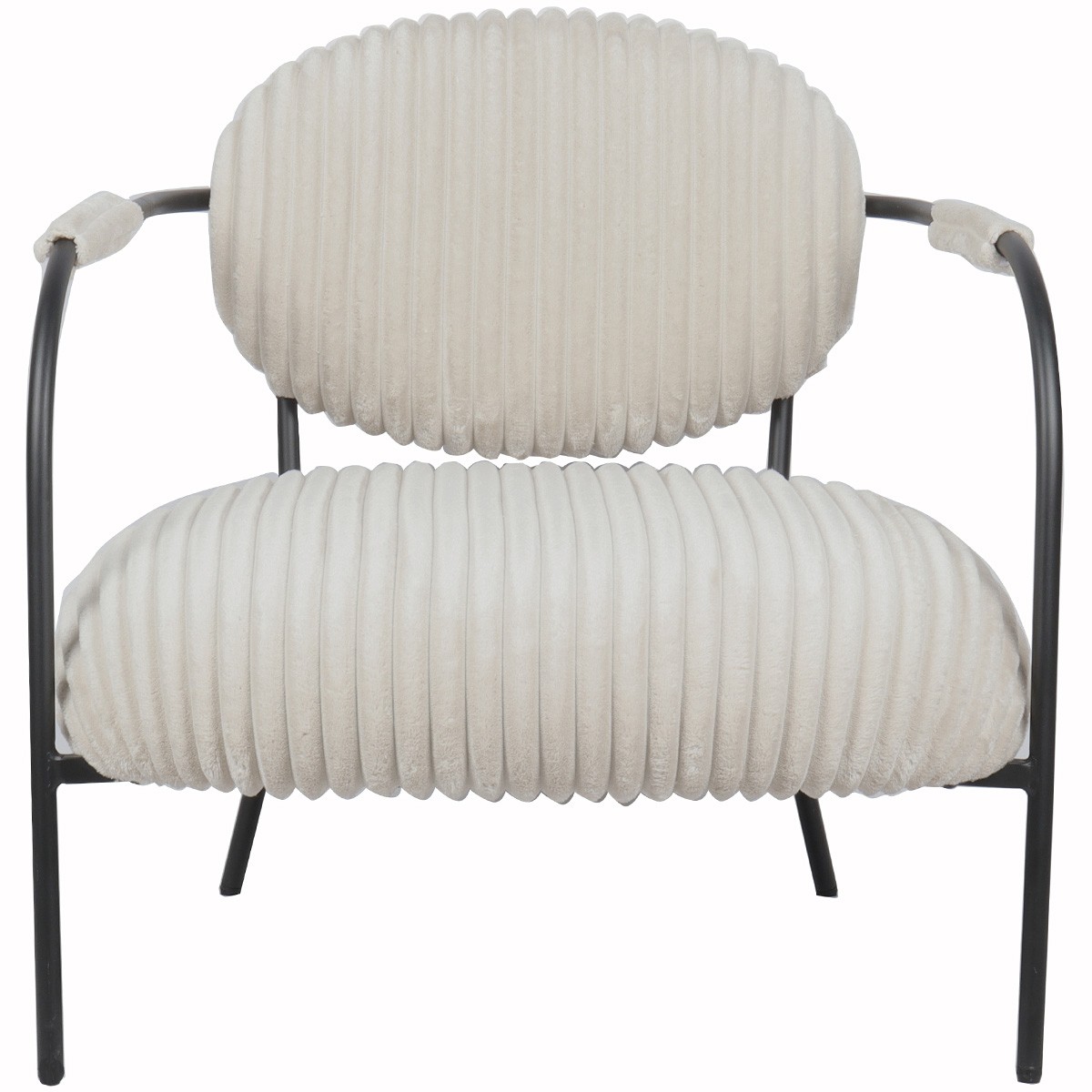 Fauteuil en velours côtelé et piètement noir - LEON, HOMIFAB