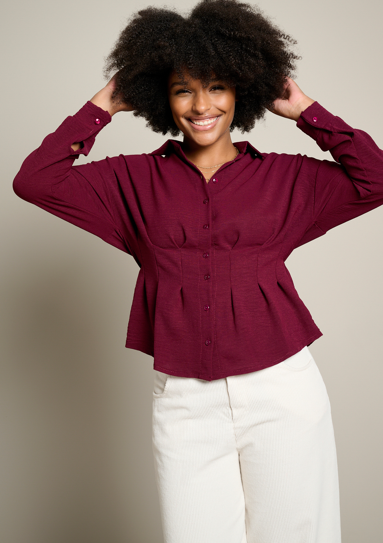 Chemise cintrée à plis, LOLALIZA