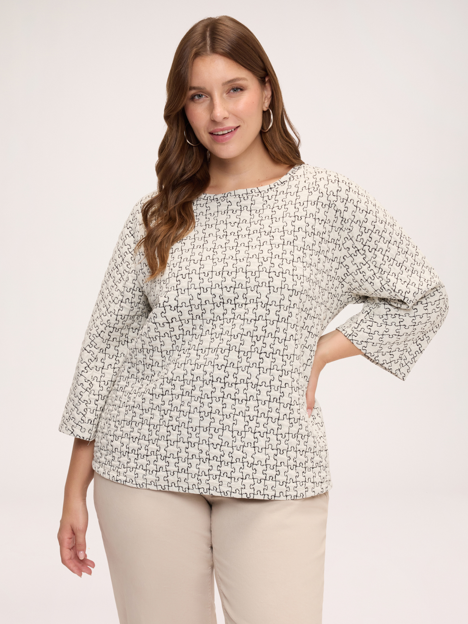Sweat fermé avec imprimé puzzle, FIORELLA RUBINO
