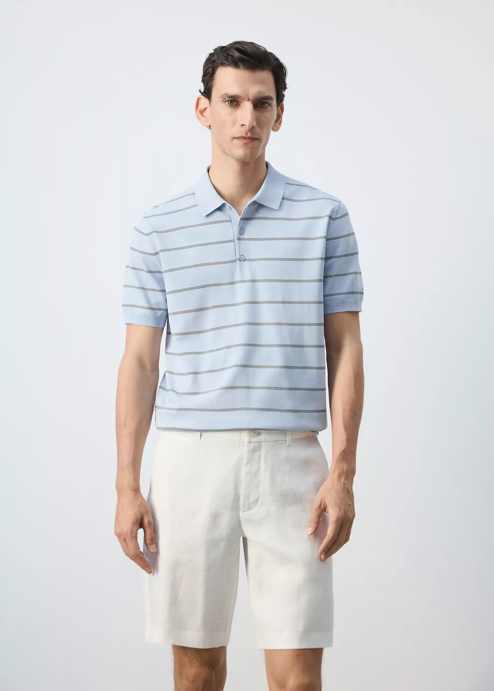 Polo maille fines rayures, MANGO MAN