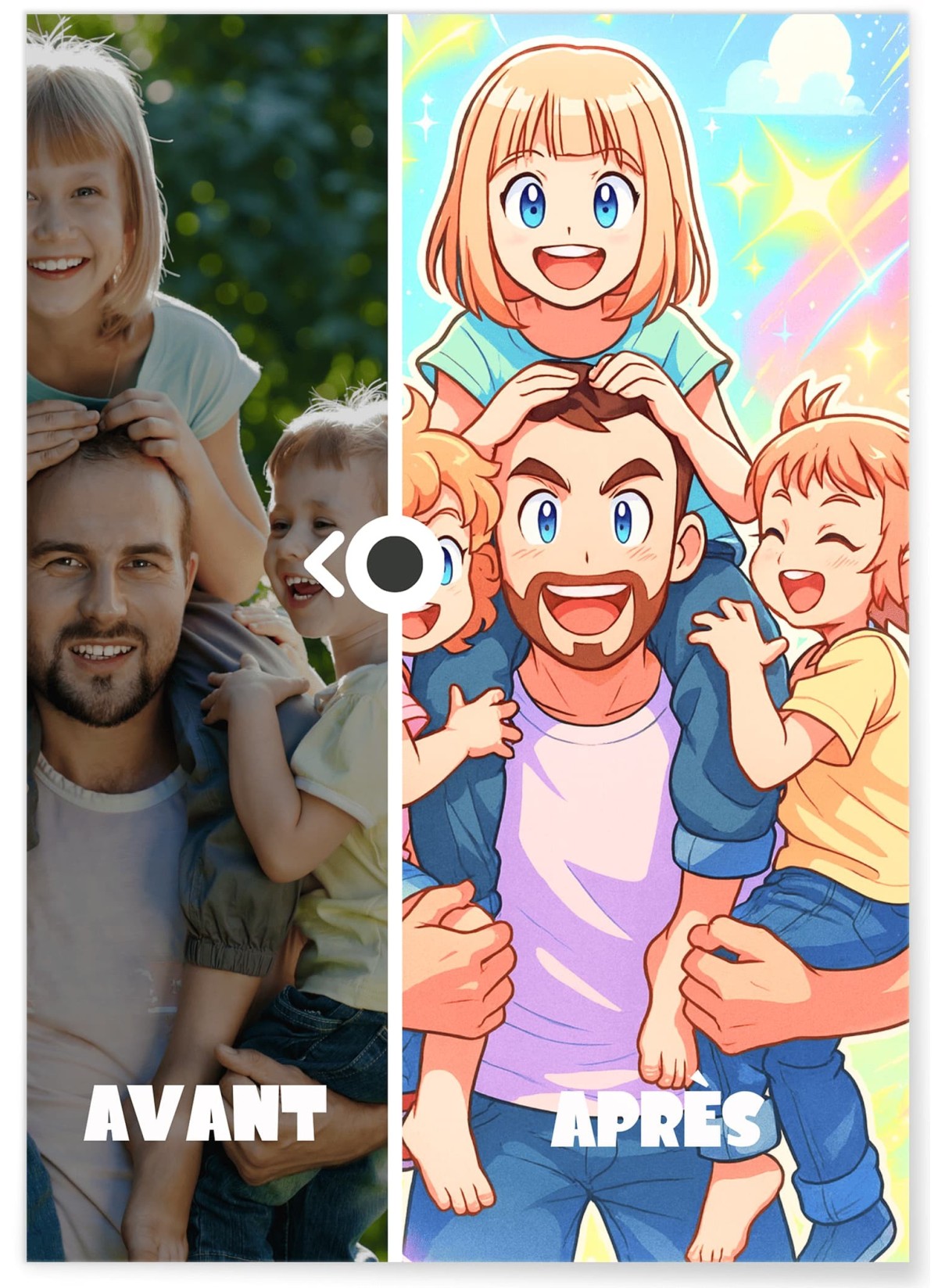 Portrait manga personnalisée   Style Animé Papa, L'AFFICHERIE