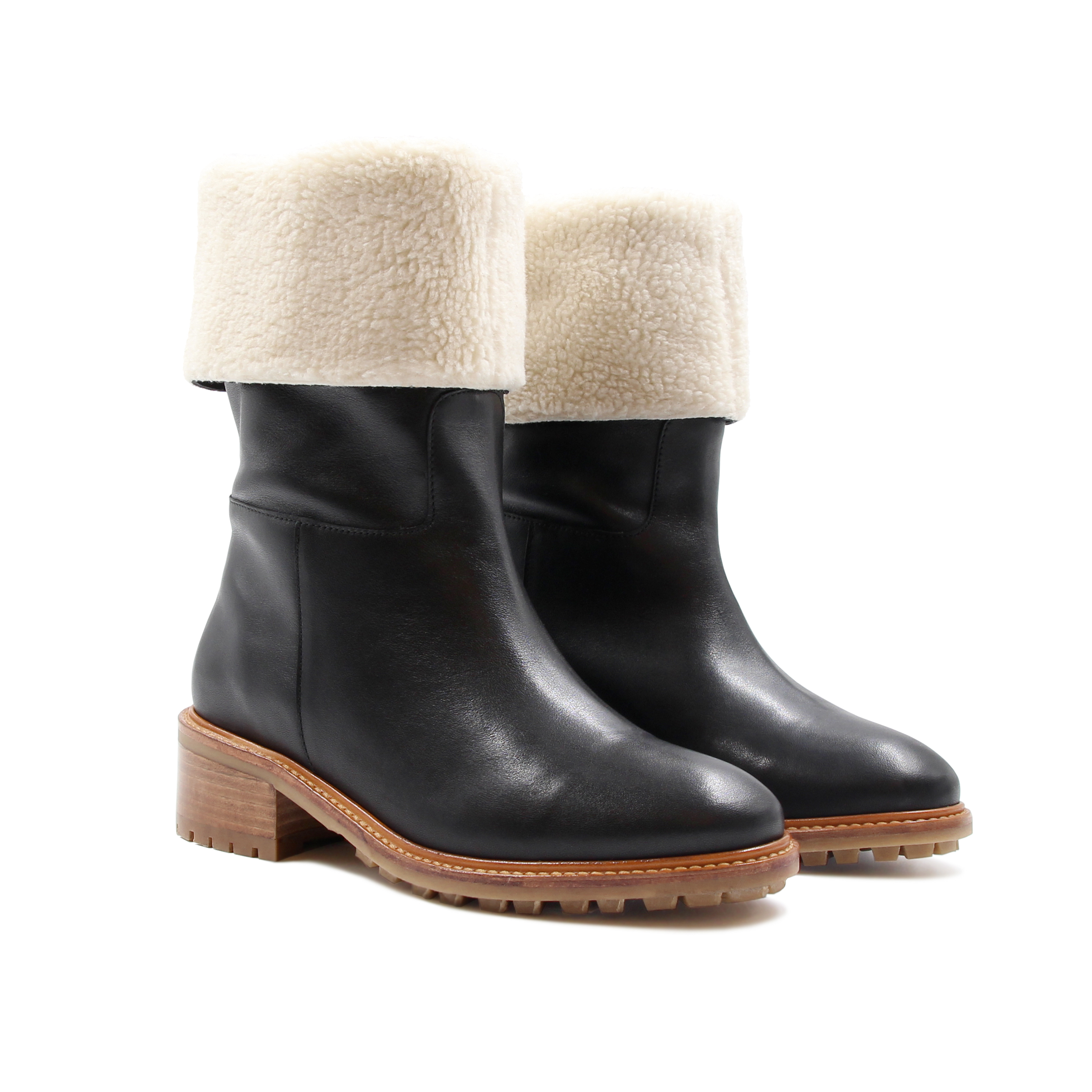 Bottes fourrées cuir lisse, JULES & JENN