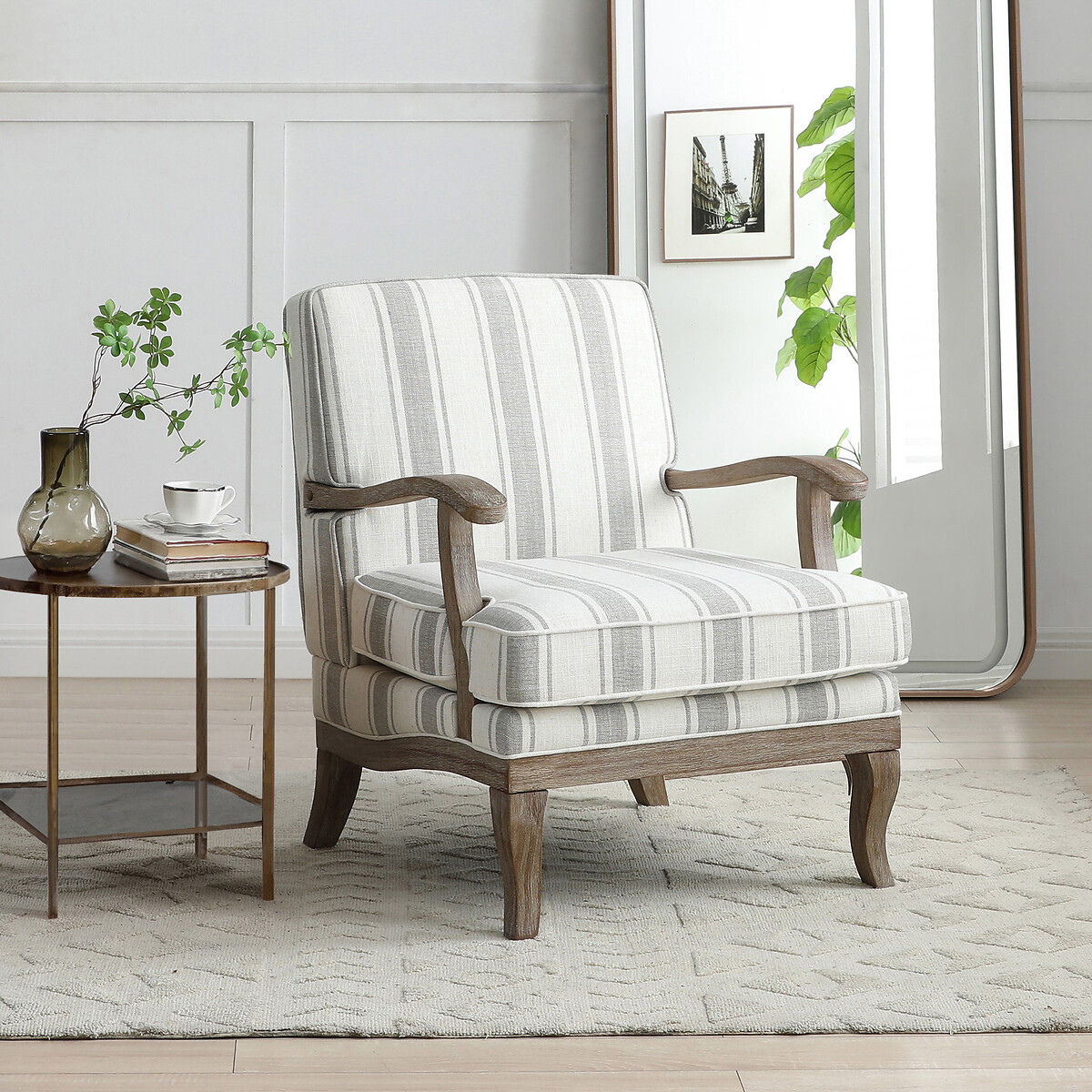 Oakley French-Vintage Linen Stripe Armchair, SO'HOME