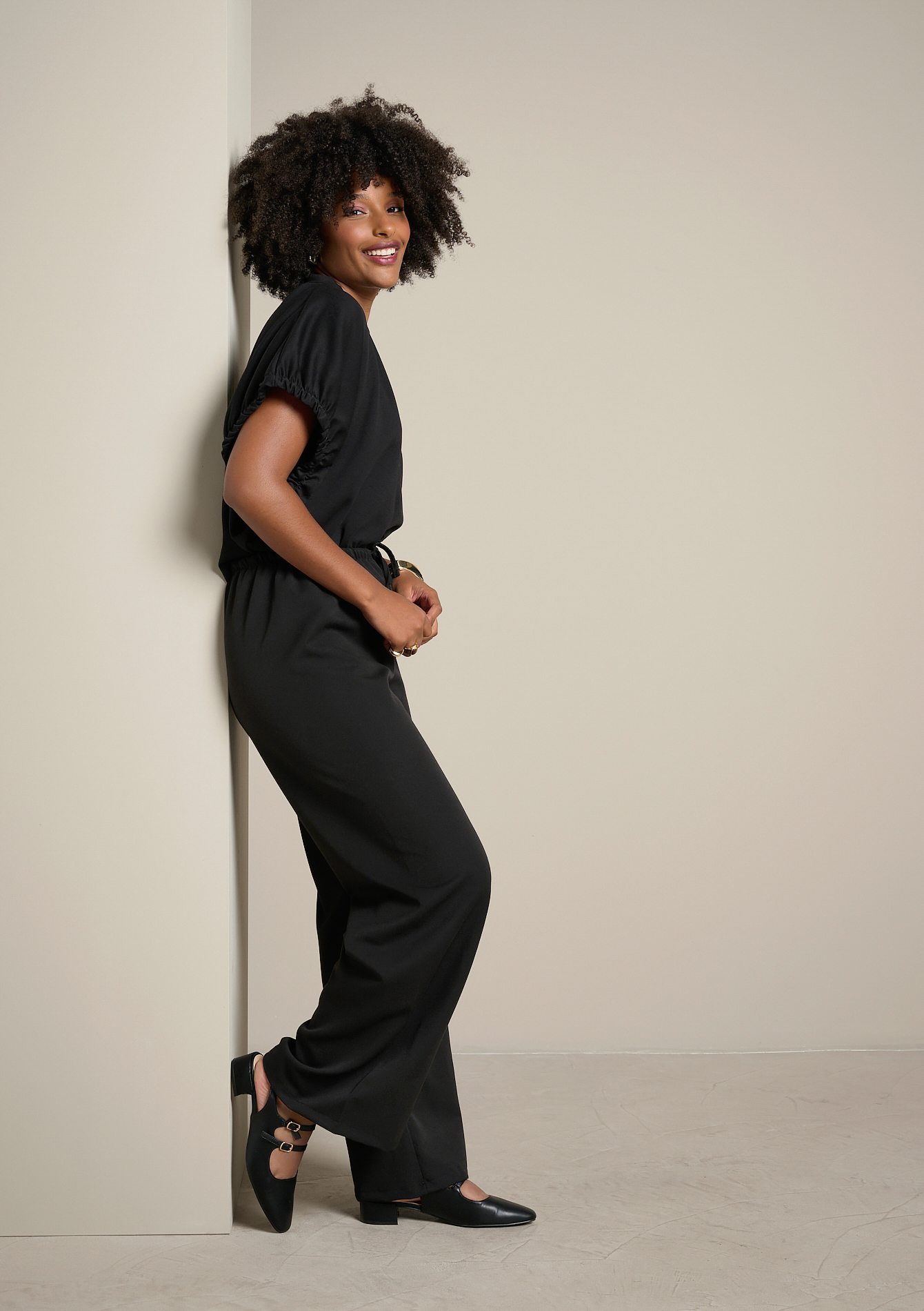 Pantalon large taille haute, LOLALIZA