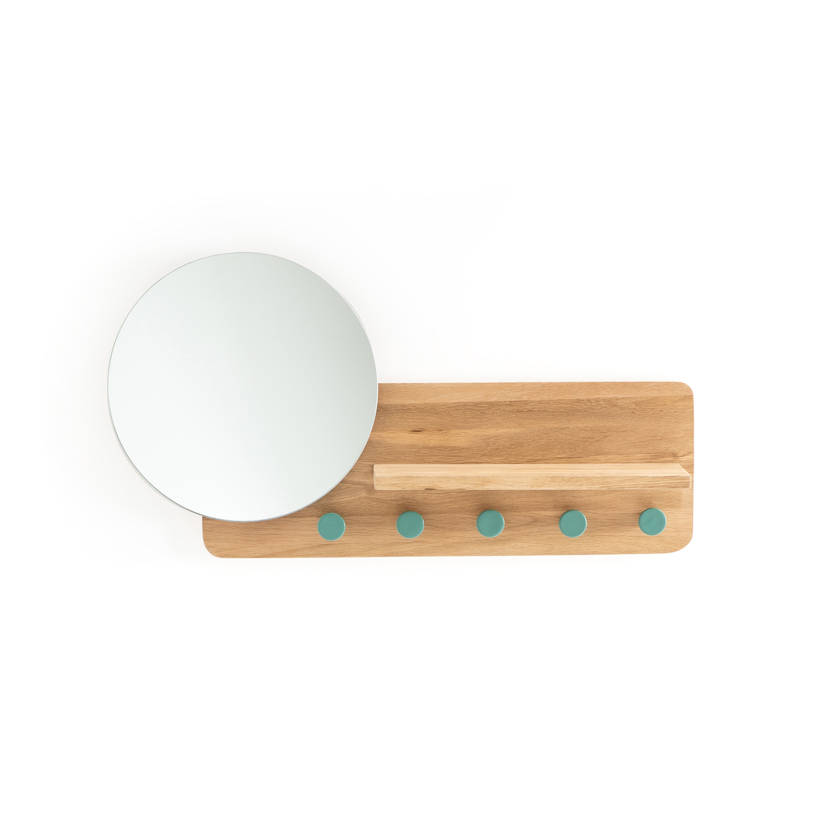 Product photograph of Nyjo Oak Wall-mounted Coat Rack With Mirror from La Redoute UK