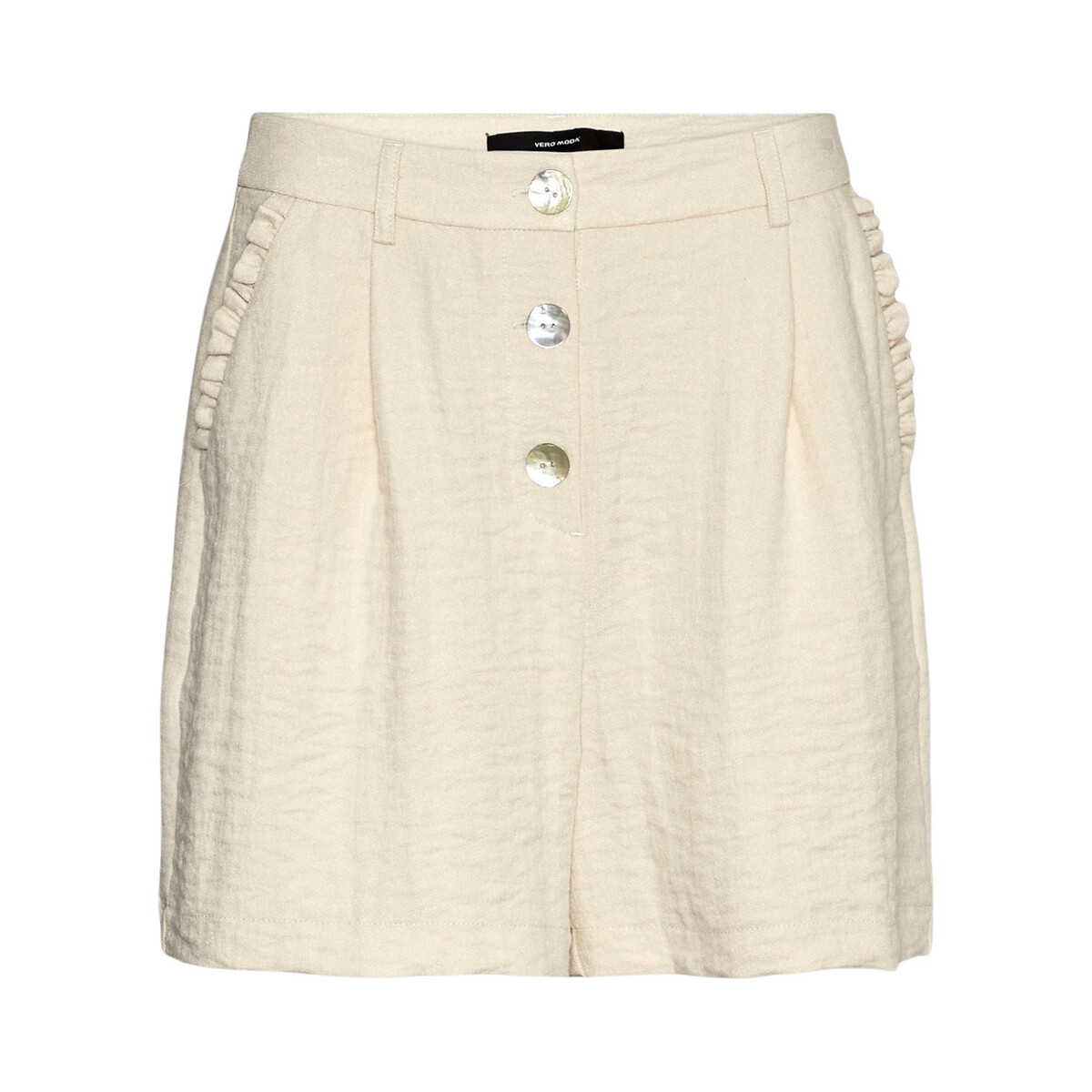 Image of Buttoned Ruffle Trim Shorts