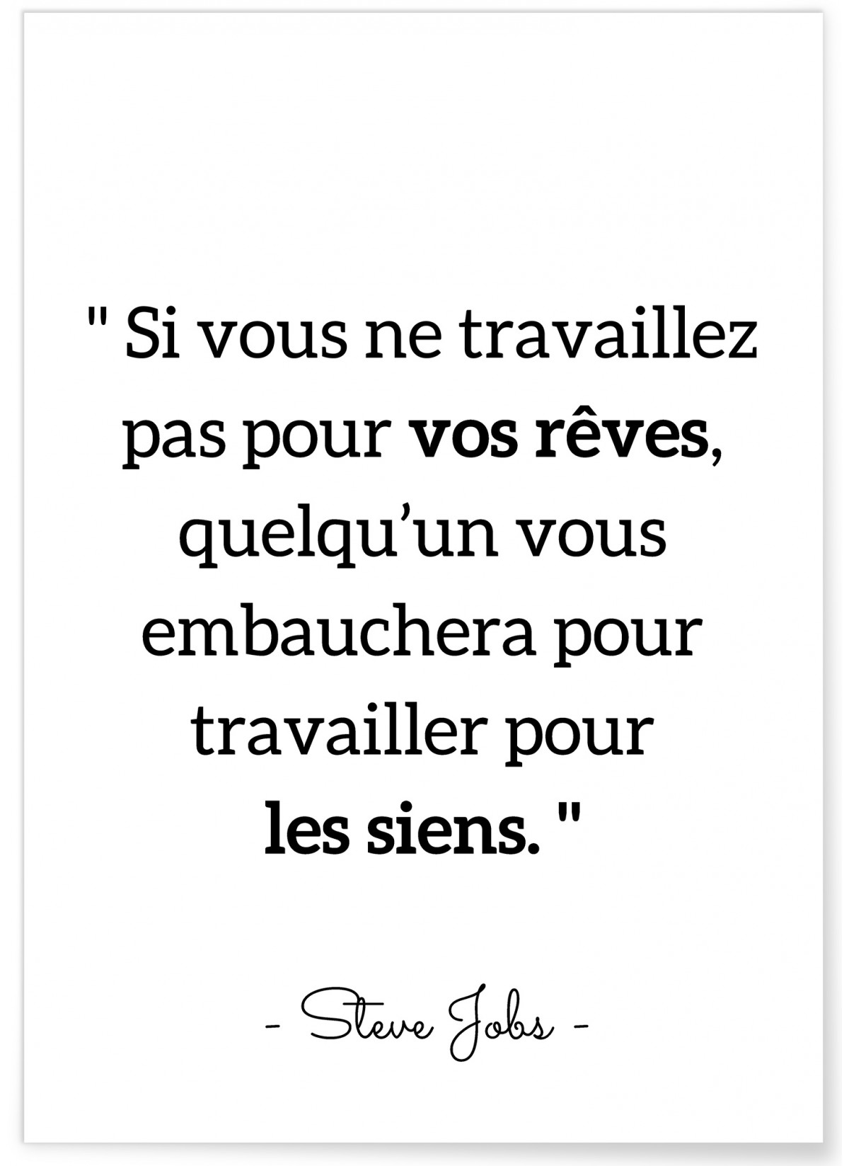 Affiche S.Jobs : 'Si vous ne travaillez pas pour vos rêves...', L'AFFICHERIE