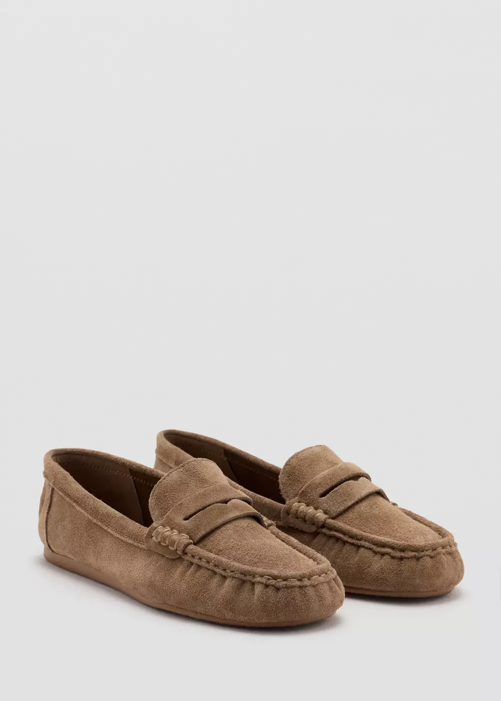 Mocassins suède détail en forme de masque, MANGO