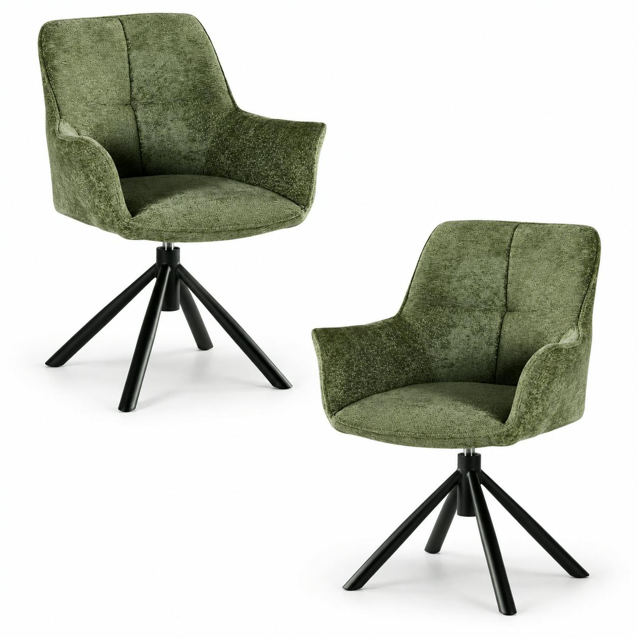 Fauteuil de table pivotant tissu vert (lot de 2) IENA, PIER IMPORT