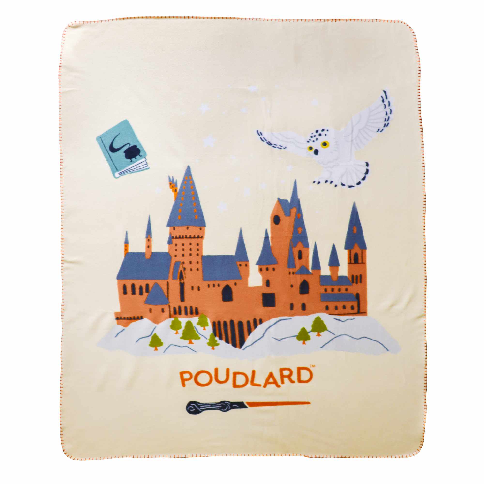 Plaid polaire imprimé 100% polyester, HEDWIGE SCHOOL, HARRY POTTER