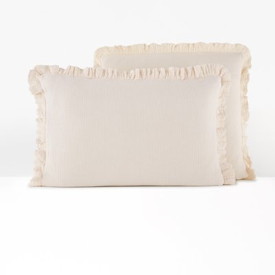 Kumla Plain Ruffle 100% Cotton Muslin Pillowcase LA REDOUTE INTERIEURS