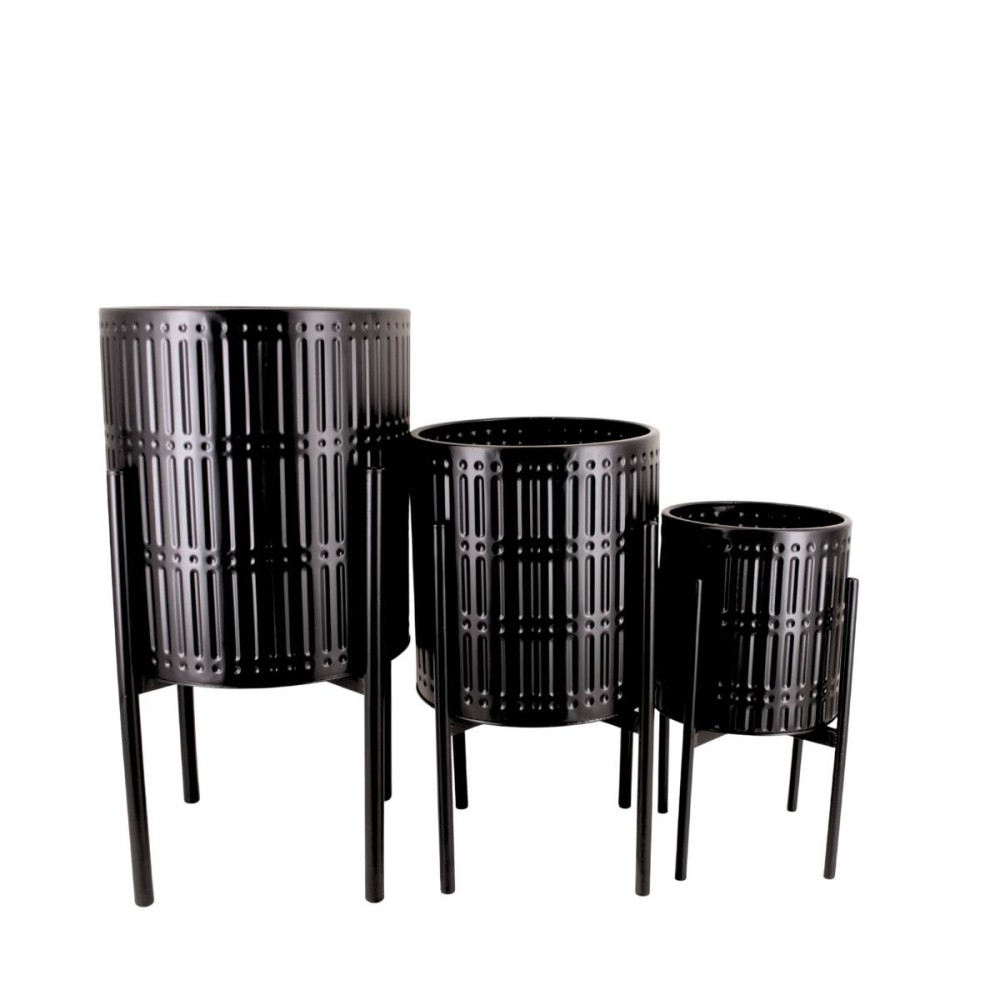 Set de 3 cache-pots en métal structuré, ORNAMI
