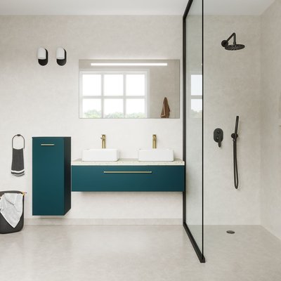 Meuble salle de bain 2 vasques posées 120cm 1 tiroir - GLASGOW HOMIFAB